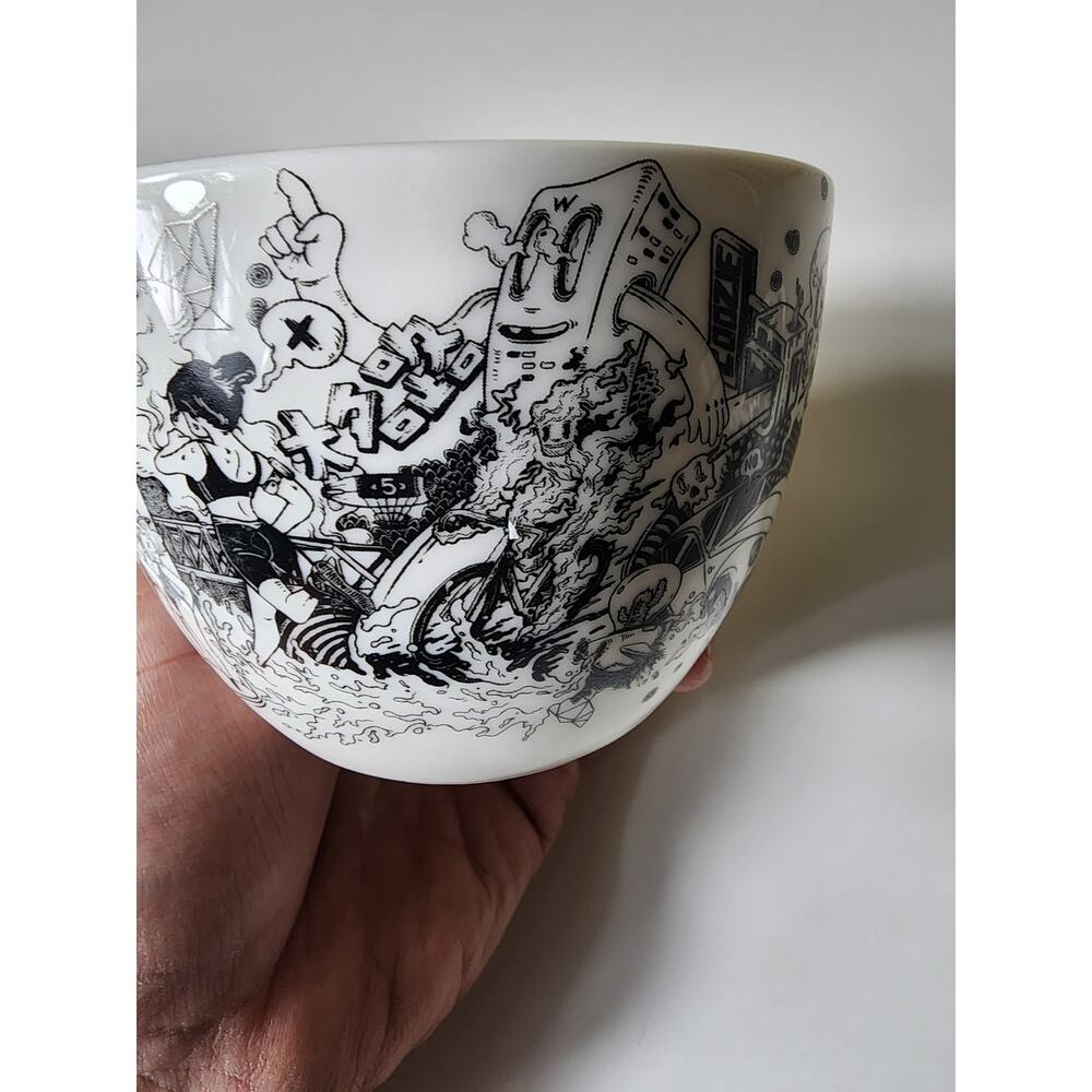 LUZERNE Ceramic Contemporary Art Whimsical Black and White Coffee Mugs -Set of 2